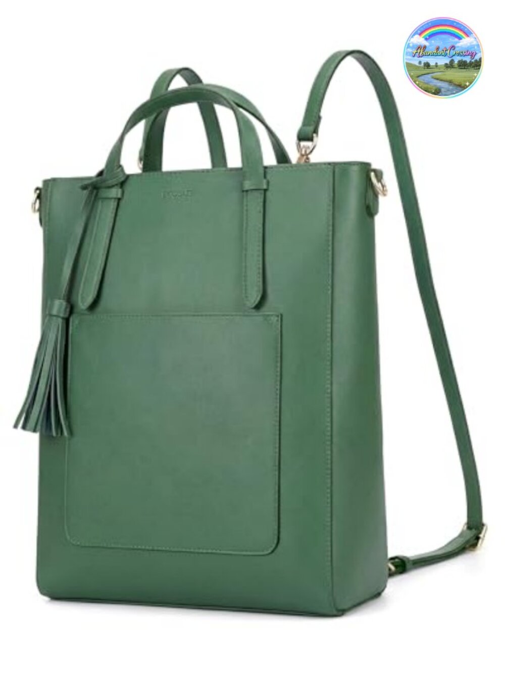Vegan Leather Convertible Tote Bag Backpack with Laptop Sleeve